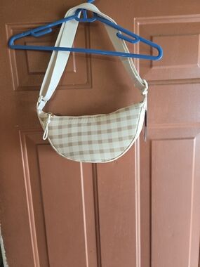 Universal Thread Beige Plaid Crescent Crossbody Bag